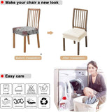 Waterproof Pu Leather Seat Covers for Dining Room Chairs Set of 4, Stretch Fit Removable Washable Kitchen Chair Seat Slipcovers Protector, white In Australia - Darrahopens