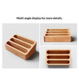 2pcs Beech Wood Business Card Holder for Desk, 3 Card Slots Business Card Display Holder Stand In Australia - Darrahopens