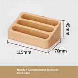 2pcs Beech Wood Business Card Holder for Desk, 3 Card Slots Business Card Display Holder Stand In Australia - Darrahopens