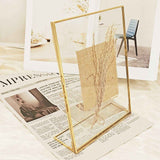 Golden floating photo frame, glass photo frame decoration, desktop stand with tilted bracket, used for pictures, floral art, souvenirs, home office wedding decoration（15*20*5.8cm） In Australia - Darrahopens