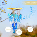 23" Blue Glass Sea Wind Chimes - Handcrafted Fish Wind Chimes for Outside, Beach Party & Wedding Decor
