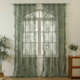 Green Lace Curtain Ruffles Sheer Curtain for Girls Bedroom Rod Pocket Voile Drapes Light Filtering Tulle for Dining Living Room, 2 Panels 140*100cm In Australia - Darrahopens