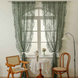 Green Lace Curtain Ruffles Sheer Curtain for Girls Bedroom Rod Pocket Voile Drapes Light Filtering Tulle for Dining Living Room, 2 Panels 140*100cm In Australia - Darrahopens