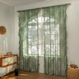 Green Lace Curtain Ruffles Sheer Curtain for Girls Bedroom Rod Pocket Voile Drapes Light Filtering Tulle for Dining Living Room, 2 Panels 140*100cm In Australia - Darrahopens