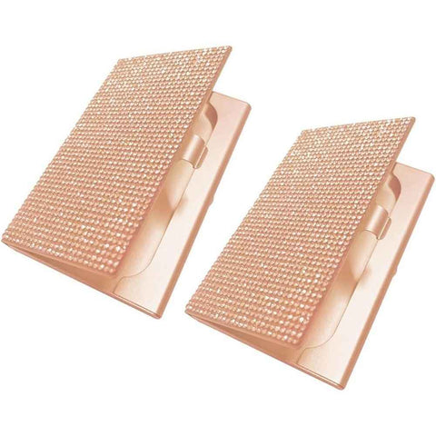 Business Card Holder, 2Pcs  Name Card Organizer Bling Pocket Display for Women Office Exhibition ，（champagne） In Australia - Darrahopens