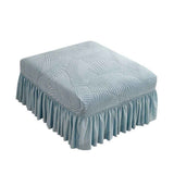 Stretch Cover with Ruffle Skirt, Jacquard Storage Slipcover Footstool Protector - Removable Washable Thick Soft Fabric for Modular Sectional Sofa（haze blue） In Australia - Darrahopens