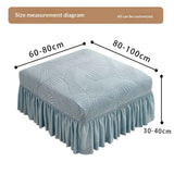 Stretch Cover with Ruffle Skirt, Jacquard Storage Slipcover Footstool Protector - Removable Washable Thick Soft Fabric for Modular Sectional Sofa（haze blue） In Australia - Darrahopens