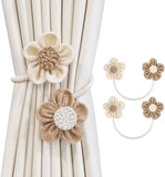 2pcs Curtain Tie Backs for Curtain Drapes, Boho Decor Holdback Farmhouse TieBacks for Blackout/Sheer Curtains, Natural Decor Shabby Chic Drapery Holder, | Cream&Khaki In Australia - Darrahopens