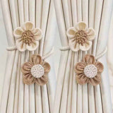 2pcs Curtain Tie Backs for Curtain Drapes, Boho Decor Holdback Farmhouse TieBacks for Blackout/Sheer Curtains, Natural Decor Shabby Chic Drapery Holder, | Cream&Khaki In Australia - Darrahopens