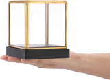 Glass Display Case for Collectibles Vintage Gold Display Box with Black Wood Base for Plants Action Figurine Models Clear Keepsake Box, Square, 3.3x3.3x3.6 Inch In Australia - Darrahopens