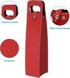 Reusable Leather Wine Tote Carrier for Bottles - Portable Champagne Gift Bags for Picnic, Party, Wedding（Red） In Australia - Darrahopens