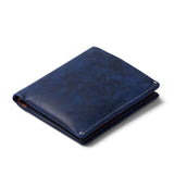 Men's leather texture ultra-thin two fold wallet, business portable and fashionable short with card slot wallet（dark blue） In Australia - Darrahopens