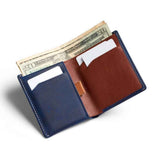 Men's leather texture ultra-thin two fold wallet, business portable and fashionable short with card slot wallet（dark blue） In Australia - Darrahopens