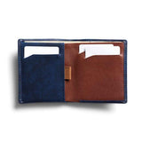 Men's leather texture ultra-thin two fold wallet, business portable and fashionable short with card slot wallet（dark blue） In Australia - Darrahopens
