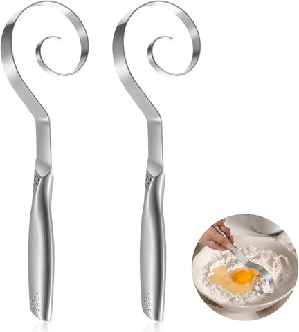 2pcs Integrated stainless steel and flour mixer, kitchen adhesive powder and dough do not mix, manual mixer worker（silvery） In Australia - Darrahopens