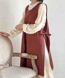Cotton Linen Cross Back Work Apron for Women with Pockets Pinafore Dress Smock cotton and linen waterproof In Australia - Darrahopens