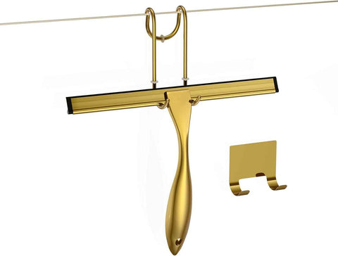 Shower Squeegee and Window Squeegee, Stainless Steel, Cleaner for Bathroom Showers Glass Doors, Home Mirrors, Car Windows Wiper, 10 Inch, Gold In Australia - Darrahopens
