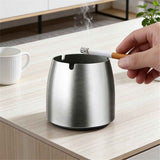 Smokeless Ashtray with Lid for Cigarettes Indoors,Large Ashtrays Windproof/Rainproof,Stainless Steel Cover Ashtray for Patio Outside Home Table Decor（Silver Small Size） In Australia - Darrahopens