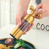Pepper Modern Manual Grinder Set with Solid Handle - Stainless Steel Faucet Shakers | Refillable Adjustable Coarseness Mill for BBQ Restaurant, Home(Gold) In Australia - Darrahopens