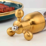 Pepper Modern Manual Grinder Set with Solid Handle - Stainless Steel Faucet Shakers | Refillable Adjustable Coarseness Mill for BBQ Restaurant, Home(Gold) In Australia - Darrahopens