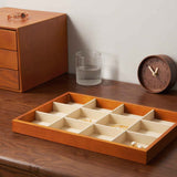 12 Grids Wood Jewelry Organizer Tray Stackable Jewelry Drawer Tray Bracelet/Watch Showcase Display Storage(beige) In Australia - Darrahopens