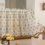 Panels Boho Kitchen Tier Curtains , Rod Pocket Small Cafe Curtain, Light Filtering Short Curtains for Living Nursery Room Bathroom (Blue green yellow，100*60cm) In Australia - Darrahopens