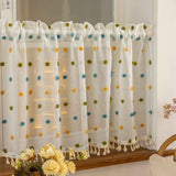 Panels Boho Kitchen Tier Curtains , Rod Pocket Small Cafe Curtain, Light Filtering Short Curtains for Living Nursery Room Bathroom (Blue green yellow，100*60cm) In Australia - Darrahopens