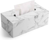 Leather Tissue Box Cover - Facial Tissue Paper Napkin Holder for Bathroom, Home, Office, Car Automotive Decoration with Magnetic Bottom(Gray Marble) large size