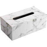 Leather Tissue Box Cover - Facial Tissue Paper Napkin Holder for Bathroom, Home, Office, Car Automotive Decoration with Magnetic Bottom(Gray Marble) large size