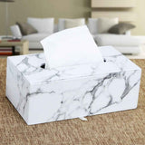 Leather Tissue Box Cover - Facial Tissue Paper Napkin Holder for Bathroom, Home, Office, Car Automotive Decoration with Magnetic Bottom(Gray Marble) large size