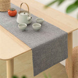 Linen plain table flag Zen tea table long tablecloth dining table decoration cloth bed end towel shoe cabinet TV cabinet cover cloth（light gray 32*160cm（约160g） In Australia - Darrahopens