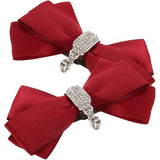 4Pcs Women Bow Removable Shoe Buckles Rhinestone Detachable Shoes Clips for Women Shoes Accessories（Red） In Australia - Darrahopens