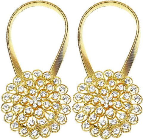 Magnetic Curtain Tiebacks ，tie Backs for Curtains 2 Pack Crystal Flower Curtain Clips for Home Office Decoration Holdbacks (Gold ) In Australia - Darrahopens