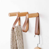 Wooden Hooks with Leather for Wall Mounted Single Hangers, Handmade Craft for Coats Hat Bags Rack 3pcs (beech) In Australia - Darrahopens