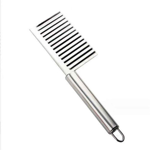 2pcs  Home Kitchen Plastic Handle Stainless Steel French Fries Potato Carrot Wavy Crinkle Cutter Slicer Handheld Chipper Chopper In Australia - Darrahopens