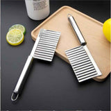 2pcs  Home Kitchen Plastic Handle Stainless Steel French Fries Potato Carrot Wavy Crinkle Cutter Slicer Handheld Chipper Chopper In Australia - Darrahopens