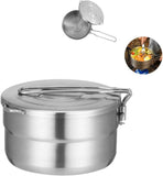 Stainless Steel Cook Pot with Lid and Folding Handle - 1.5L Large Capacity Bento Pot for Camping and Hiking In Australia - Darrahopens