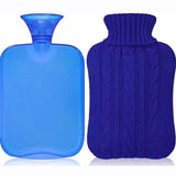 Hot Water Bottle with Cover - Premium Soft Knitted Cover - 2L Large Capacity - Hot Water Bag for Menstrual Cramps, Neck and Shoulder Pain Relief, Hot and Cold Therapies, （Blue） In Australia - Darrahopens