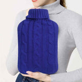 Hot Water Bottle with Cover - Premium Soft Knitted Cover - 2L Large Capacity - Hot Water Bag for Menstrual Cramps, Neck and Shoulder Pain Relief, Hot and Cold Therapies, （Blue） In Australia - Darrahopens