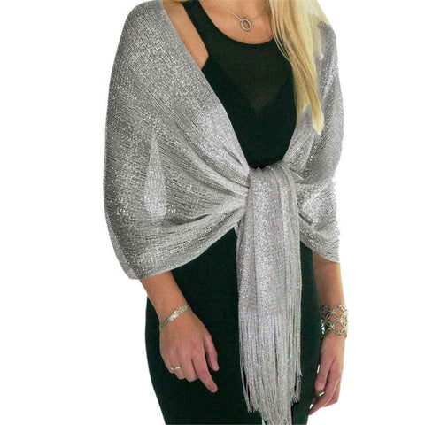 Shawls and Wraps for Evening Dresses, Metallic Glitter Shawls for Women, Sparkling Wedding Giving Shawl Gift（dark gray 45*160CM100G） In Australia - Darrahopens