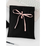 Cute Bowtie Laptop Sleeve Puffy Notebook Bag  Tablet Bag Cutecore Protective Laptop Case for Women (Vertical style,Black) In Australia - Darrahopens