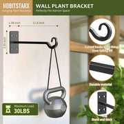 Heavy Duty Plant Hangers Outdoor- Hand-Forged Hanging Plant Brackets - 2 Pack 12 Inch Black Wrought Iron Wall Plant Hooks for Hanging Plants, Lanterns, Bird Feeders In Australia - Darrahopens