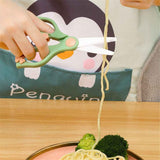 2pcs Safe stainless steel scissors for toddlers with safety lock and suitcase, the best scissors for cutting children's food, portable and healthy baby assistant (pink+Green) In Australia - Darrahopens