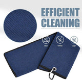 Tri-Fold Golf Towels, 2 Pack Waffle Pattern Towels Soft Fiber Strong Water Absorption with D Clip for Golf Lovers, Navy Blue In Australia - Darrahopens