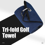 Tri-Fold Golf Towels, 2 Pack Waffle Pattern Towels Soft Fiber Strong Water Absorption with D Clip for Golf Lovers, Navy Blue In Australia - Darrahopens