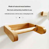 Bamboo toilet paper roll holder without drilling, natural bamboo toilet paper roll holder, ecological toilet paper dispenser（U-shaped belt stick） In Australia - Darrahopens