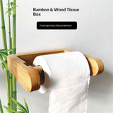 Bamboo toilet paper roll holder without drilling, natural bamboo toilet paper roll holder, ecological toilet paper dispenser（U-shaped belt stick） In Australia - Darrahopens