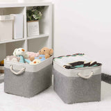 2pcs Cube Storage Bins 28*28*28cm Grey-Black Cube Storage Boxes Collapsible Large Cloth Organizer Baskets with Cotton Rops Handles for Storage Cubbies or Closet Shelf White + gray In Australia - Darrahopens