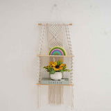 Wall Hanging Shelf Tassel Woven Shelves,Boho Wall Hanging Shelves for Small Plants Photo Frames,Home Living Room Bedroom Balcony Decor (beige) In Australia - Darrahopens