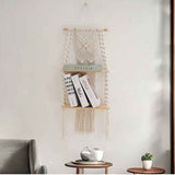 Wall Hanging Shelf Tassel Woven Shelves,Boho Wall Hanging Shelves for Small Plants Photo Frames,Home Living Room Bedroom Balcony Decor (beige) In Australia - Darrahopens